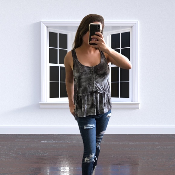 American Eagle Outfitters Tops - American Eagle Soft & Sexy Tie Dye Tank Gray XS